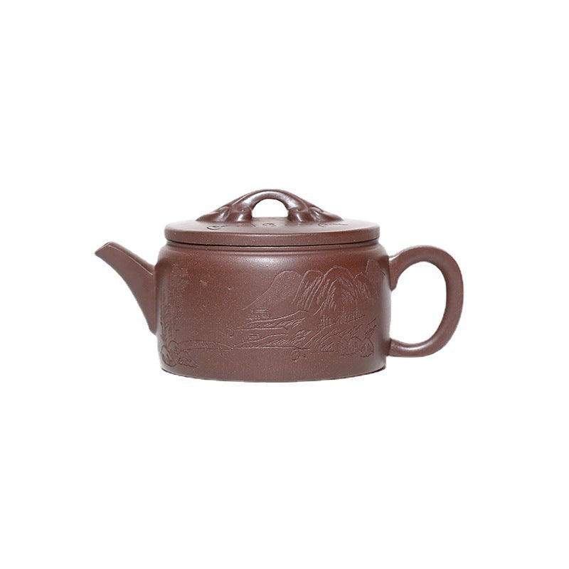 Handmade Yixing Zisha Clay Teapot, Mountain and Water Graphic