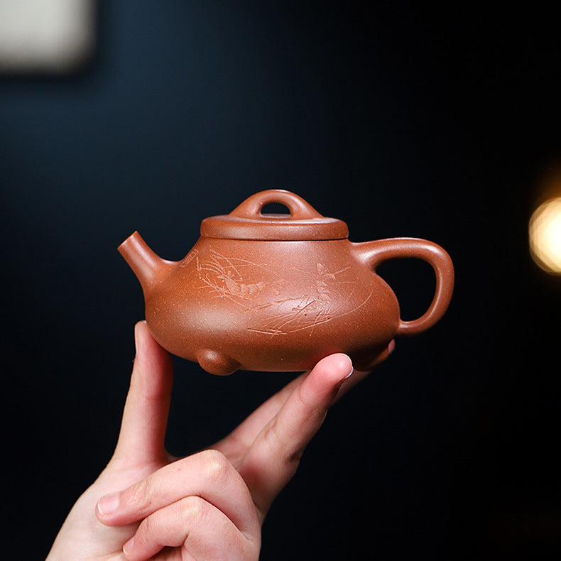 Handmade Yixing Purple Zisha Clay Teapot - Jiangpo Clay Zhu Piao Teapot, 220ml Capacity