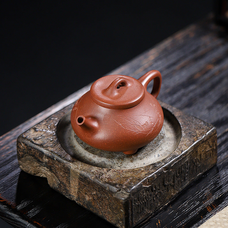 Handmade Yixing Purple Zisha Clay Teapot - Jiangpo Clay Zhu Piao Teapot, 220ml Capacity