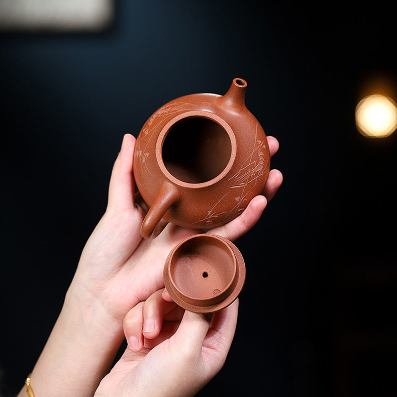 Handmade Yixing Purple Zisha Clay Teapot - Jiangpo Clay Zhu Piao Teapot, 220ml Capacity