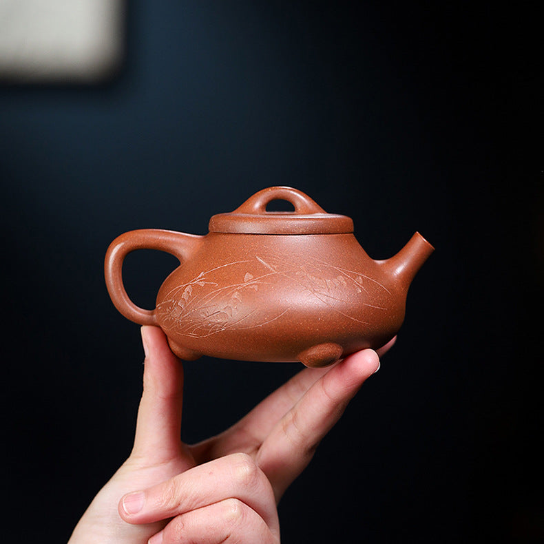 Handmade Yixing Purple Zisha Clay Teapot - Jiangpo Clay Zhu Piao Teapot, 220ml Capacity