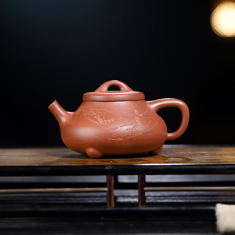 Handmade Yixing Purple Zisha Clay Teapot - Jiangpo Clay Zhu Piao Teapot, 220ml Capacity
