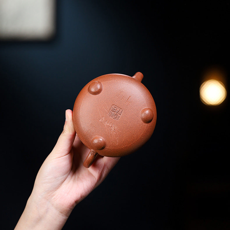 Handmade Yixing Purple Zisha Clay Teapot - Jiangpo Clay Zhu Piao Teapot, 220ml Capacity