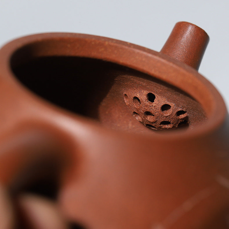 Handmade Yixing Purple Zisha Clay Teapot - Jiangpo Clay Zhu Piao Teapot, 220ml Capacity