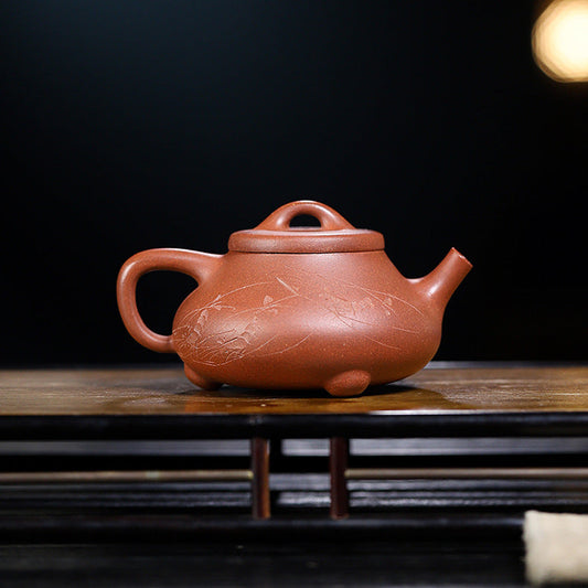 Handmade Yixing Purple Zisha Clay Teapot - Jiangpo Clay Zhu Piao Teapot, 220ml Capacity