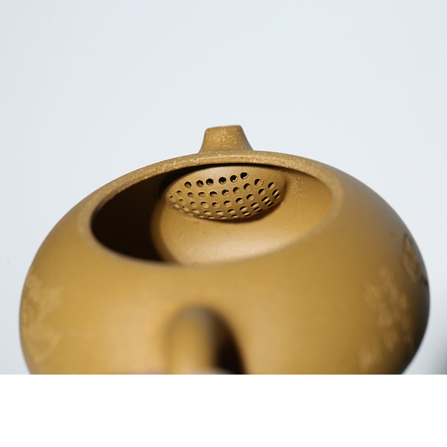 Handmade Yixing Zisha Teapot, Traditional Chinese Yellow Clay Teapot with Carved Graphic, Pairing Teacups