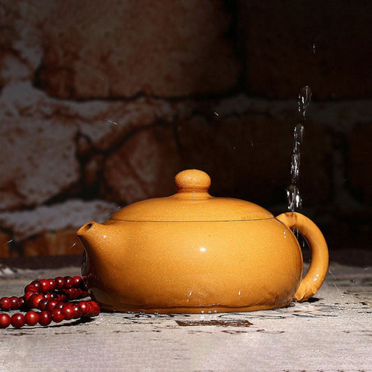 Handmade Yixing Zisha Teapot, Traditional Chinese Duan Yellow Clay Teapot