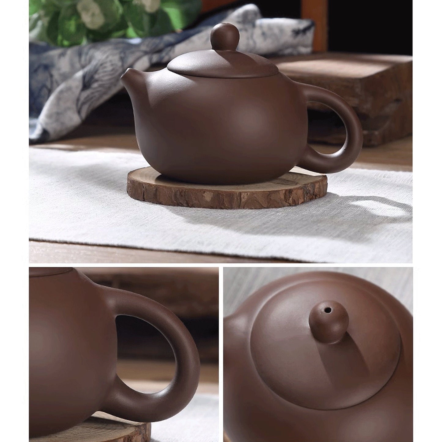 Handmade Yixing Zisha Teaset, Chinese Purple Clay Teapot in Xishi Style with Pairing Cups, 200ml, 280ml, 420ml Capacity